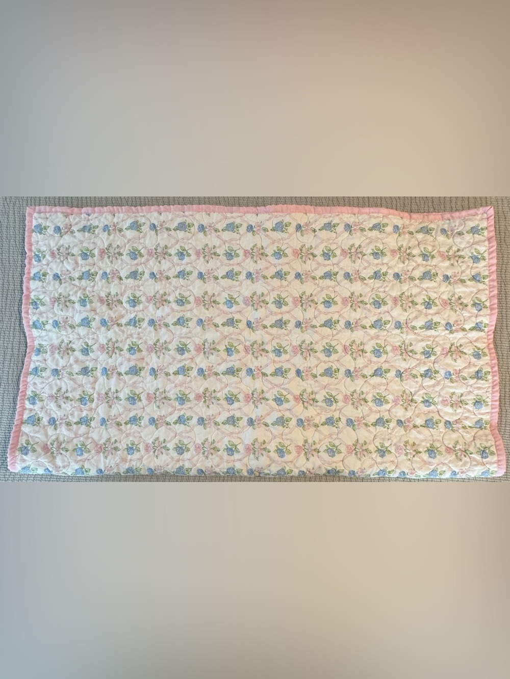 Kay’s Quilts Floral Baby Blanket Pink Rose Minky Backed